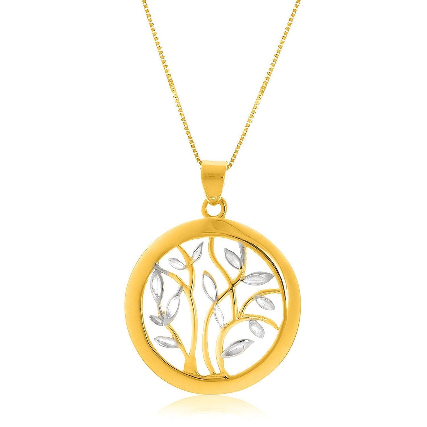 14k Two-Tone Gold Pendant with an Open Round Tree Design Bids.com