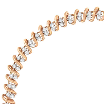 14KT Rose Gold Plated Sterling Silver Diamond S Link Tennis Bracelet (2 cttw, J-K Color, I1-I2 Clarity) - Size 7.5" Bids.com