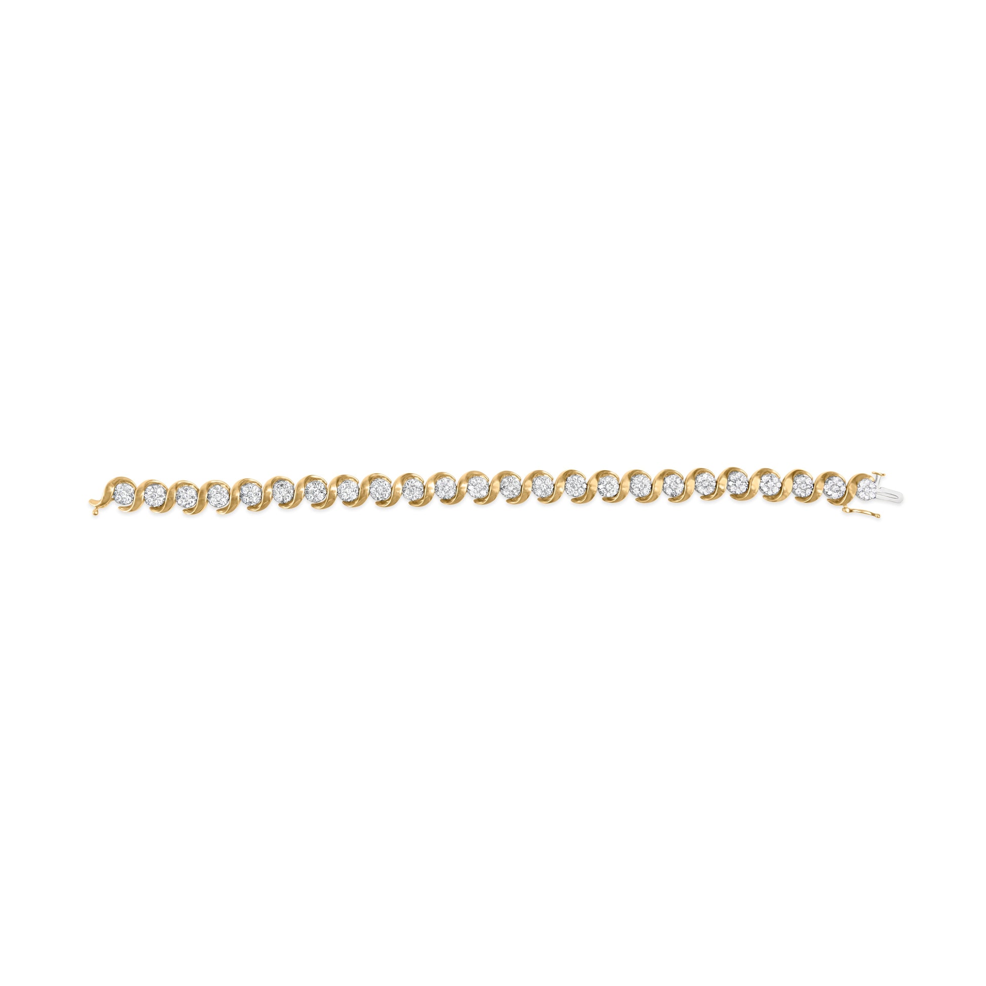 10K Yellow Gold 4.00 Cttw Round-Cut Diamond Floral Link 7.5" Bracelet (H-I Color, I2-I3 Clarity) Bids.com