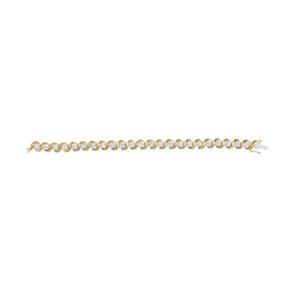 10K Yellow Gold 4.00 Cttw Round-Cut Diamond Floral Link 7.5" Bracelet (H-I Color, I2-I3 Clarity) Bids.com