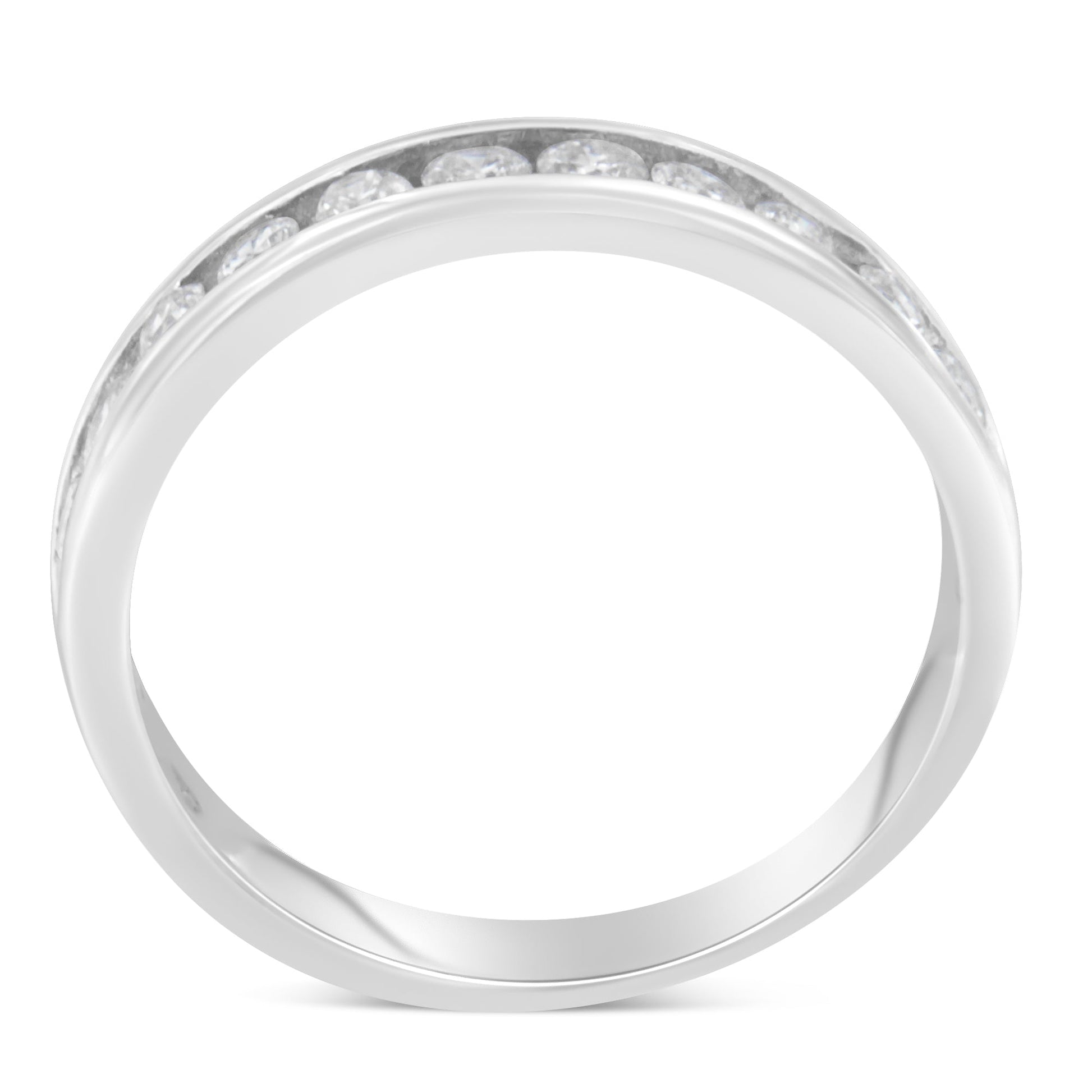 IGI Certified 1/2 Cttw Round Brilliant Cut Diamond 18K White Gold Channel Set Eternity Style Wedding Band Ring (H-I Color, I1-I2 Clarity) - Size 7 Bids.com