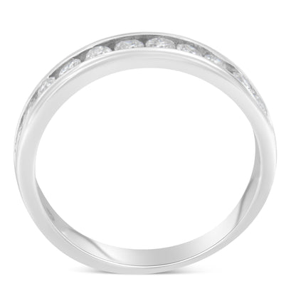 IGI Certified 1/2 Cttw Round Brilliant Cut Diamond 18K White Gold Channel Set Eternity Style Wedding Band Ring (H-I Color, I1-I2 Clarity) - Size 7 Bids.com