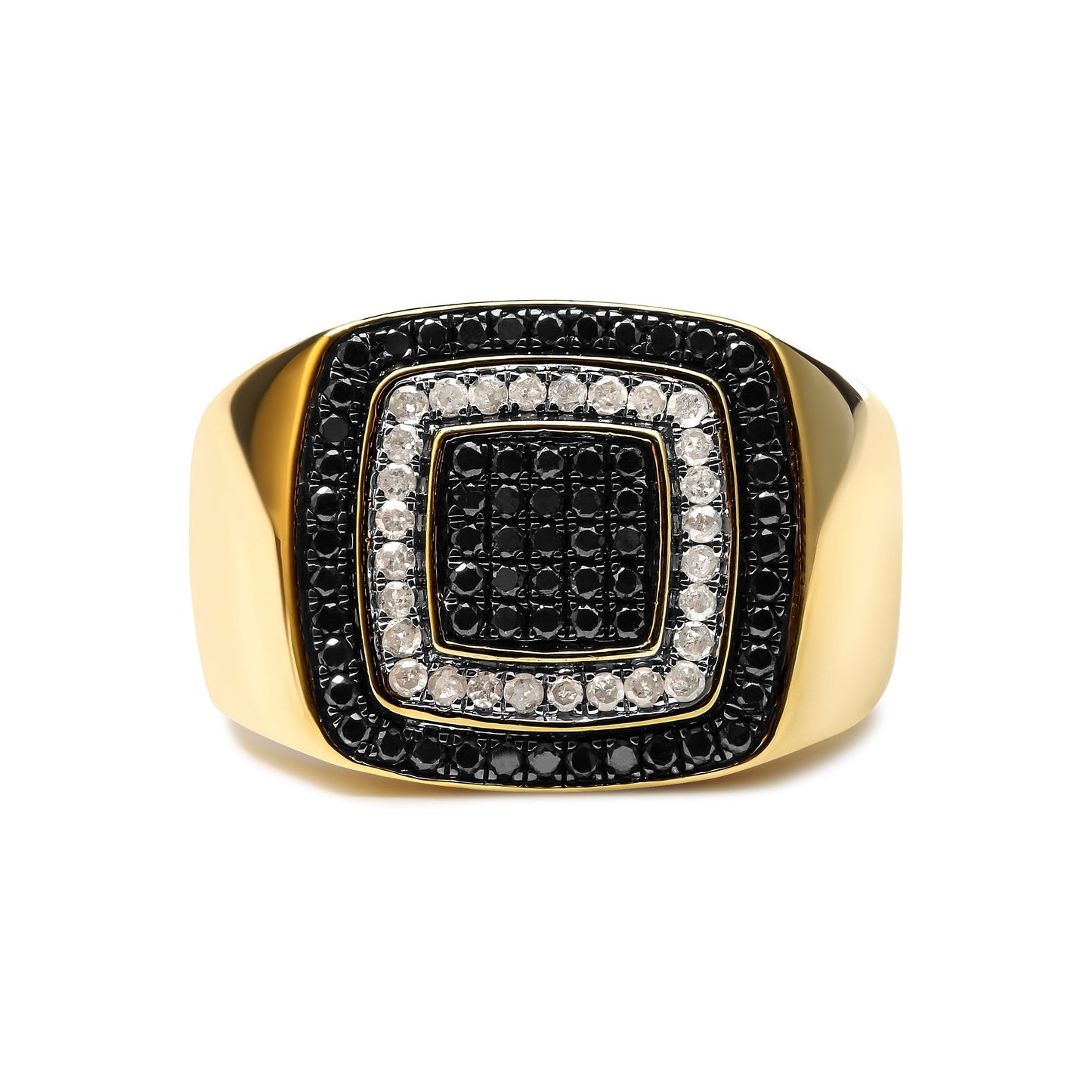 Men's 10K Yellow Gold 3/4 Cttw White and Black Treated Diamond Ring Band (Black / I-J Color, I2-I3 Clarity) - Size 10 Bids.com