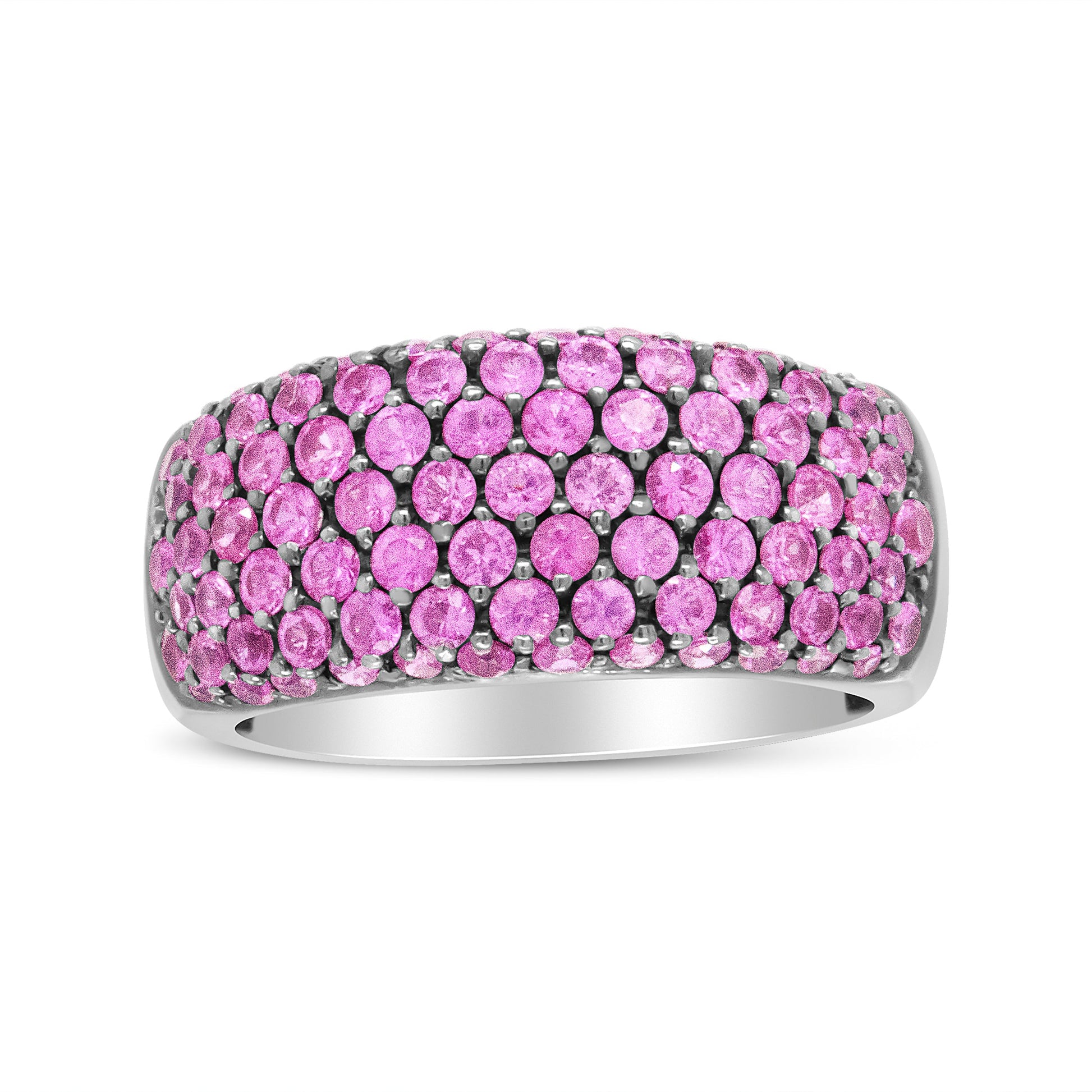18K White Gold and Black Rhodium Multi Row Pink Sapphire Classic Band Ring - Ring Size 6.5 Bids.com