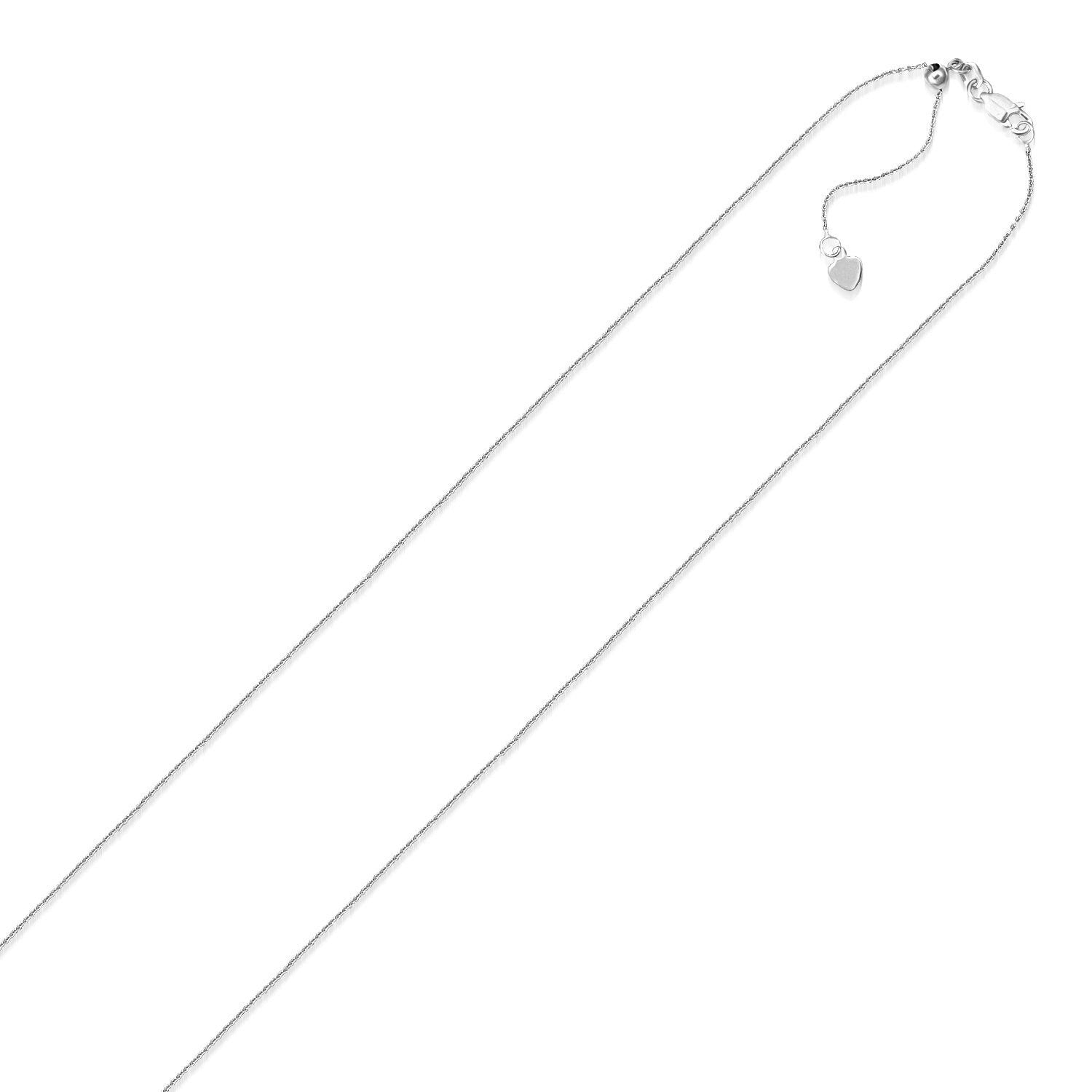 10k White Gold Adjustable Cable Chain 0.9mm Bids.com