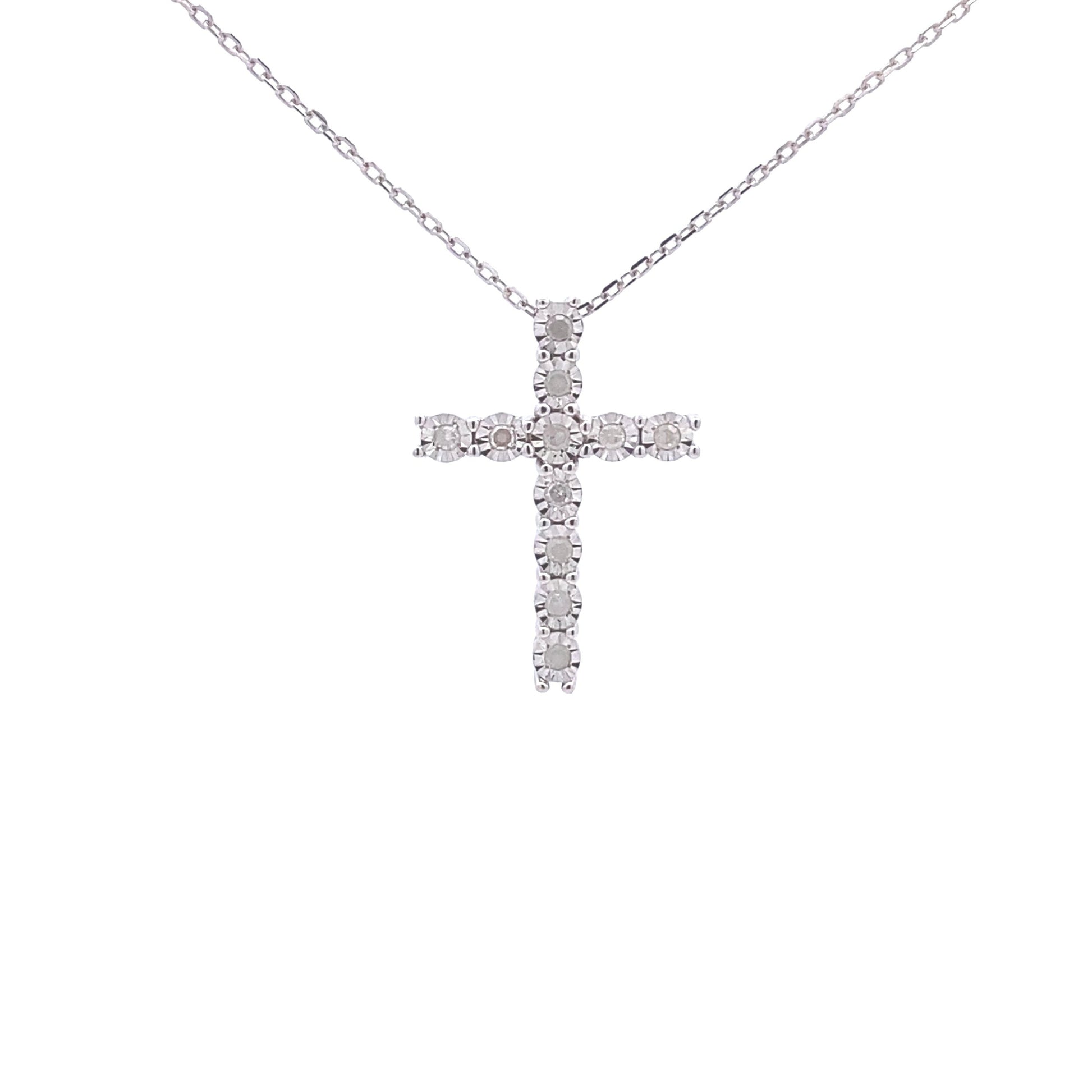.25ct Diamond Cross Religious Pendant Sterling Silver Bids.com
