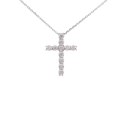 .25ct Diamond Cross Religious Pendant Sterling Silver Bids.com