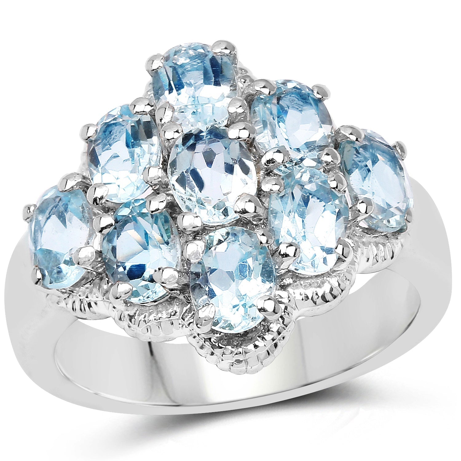 3.24 Carat Genuine Blue Topaz .925 Sterling Silver Ring Bids.com