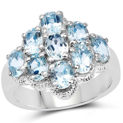 3.24 Carat Genuine Blue Topaz .925 Sterling Silver Ring Bids.com