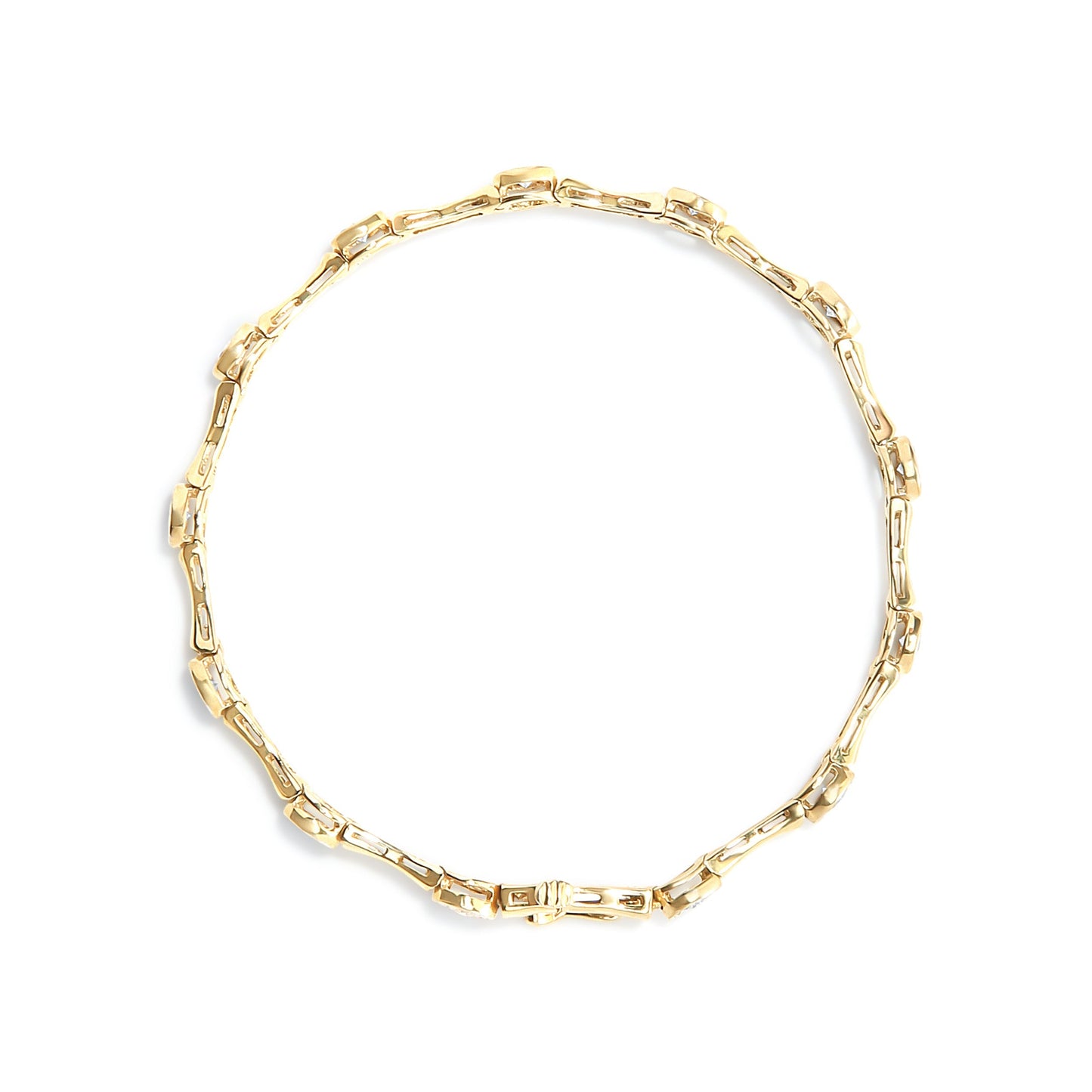10K Yellow Gold Plated .925 Sterling Silver 1.0 Cttw Miracle Set Diamond Bezel Style Station Link Bracelet (H-I Color, I3 Clarity) - Size 7" Bids.com