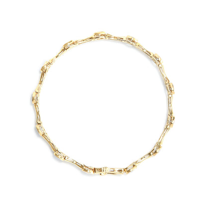 10K Yellow Gold Plated .925 Sterling Silver 1.0 Cttw Miracle Set Diamond Bezel Style Station Link Bracelet (H-I Color, I3 Clarity) - Size 7" Bids.com