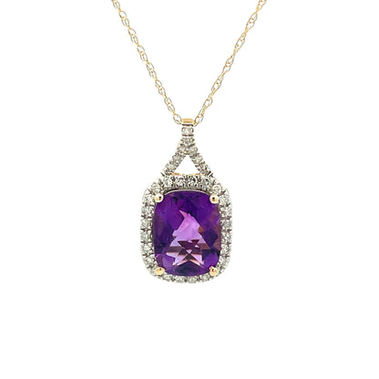 Amethyst Diamond Fashion Pendants 14KT Yellow Gold Bids.com