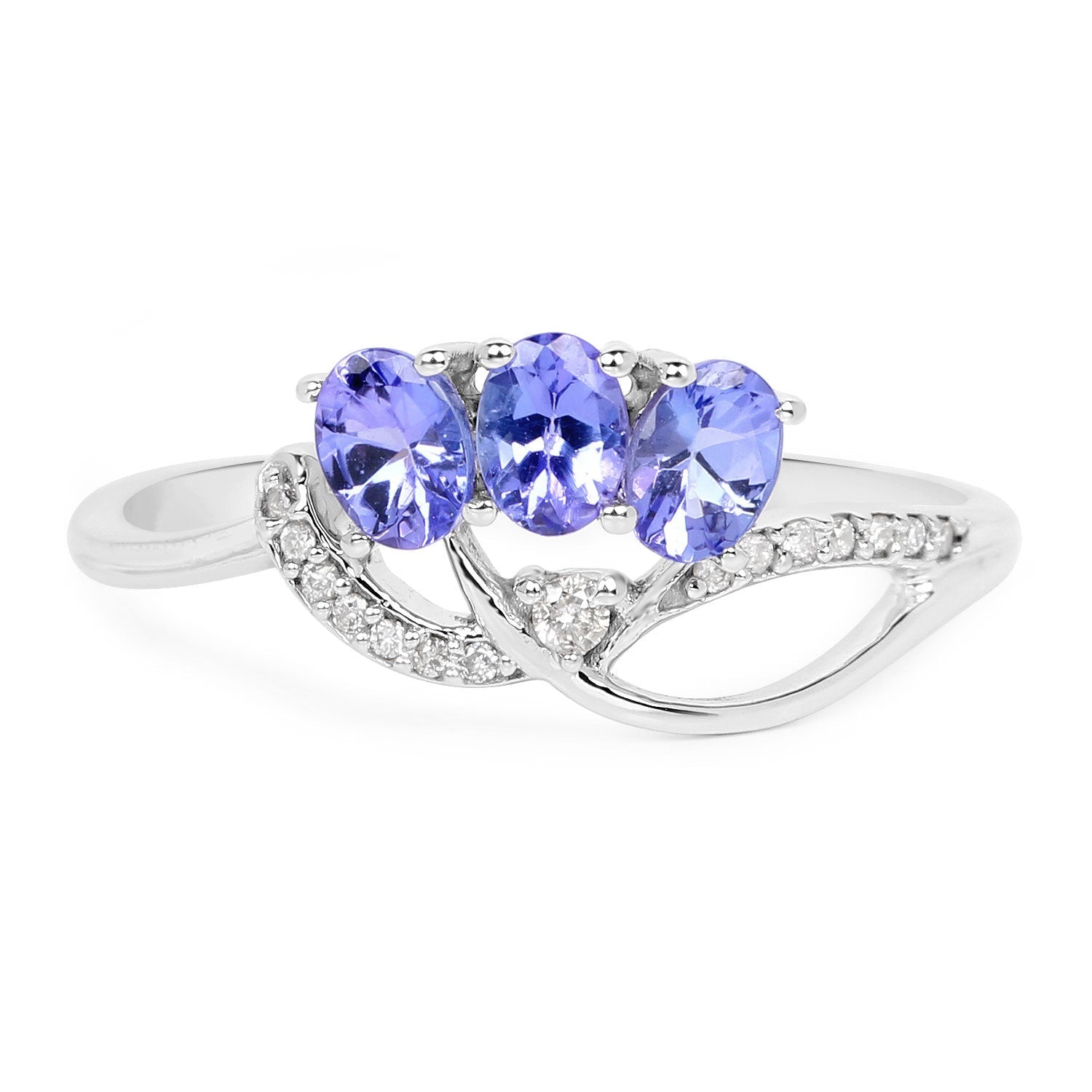 0.56 Carat Genuine Tanzanite and White Diamond 14K White Gold Ring Bids.com