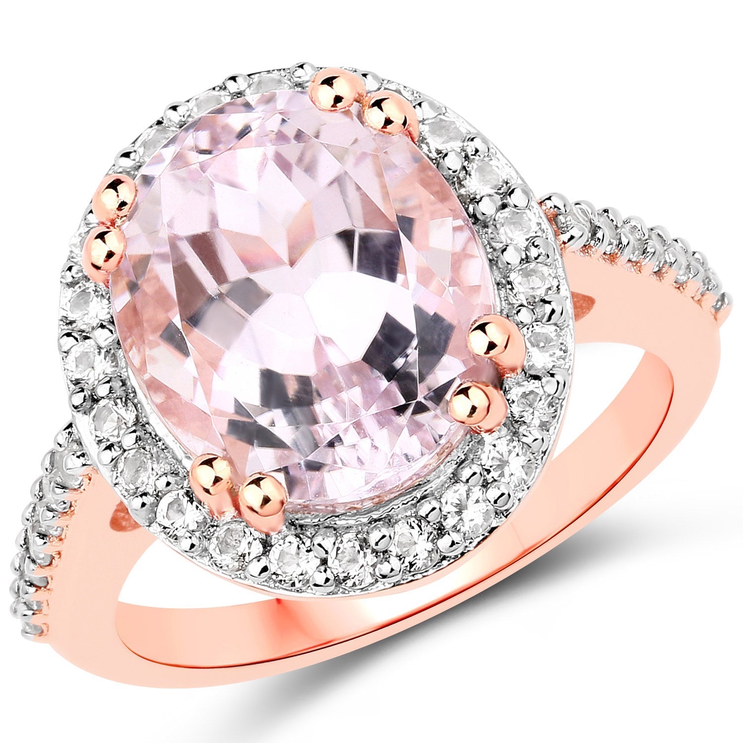 6.94 Carat Genuine Kunzite and White Topaz .925 Sterling Silver Ring Bids.com