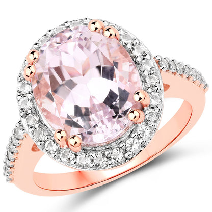 6.94 Carat Genuine Kunzite and White Topaz .925 Sterling Silver Ring Bids.com