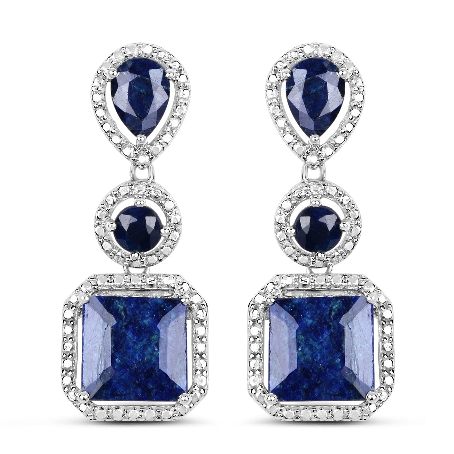 11.62 Carat Dyed Sapphire .925 Sterling Silver Earrings Bids.com