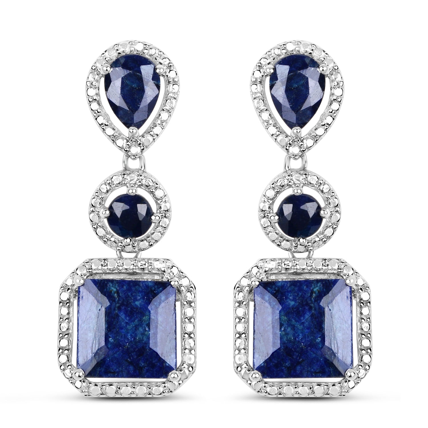 11.62 Carat Dyed Sapphire .925 Sterling Silver Earrings Bids.com