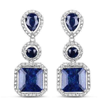 11.62 Carat Dyed Sapphire .925 Sterling Silver Earrings Bids.com