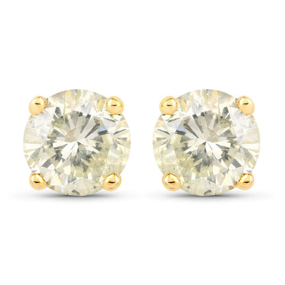 1.24 Carat Genuine LB Diamond 14K Yellow Gold Earrings Bids.com