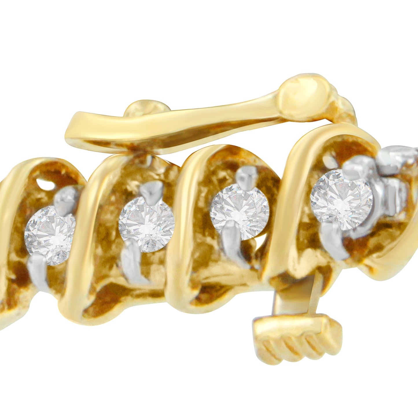 18K Yellow Gold Round Cut Diamond Spiral Link Bracelet (2.00 cttw, I-J Color, I1-I2 Clarity) Bids.com