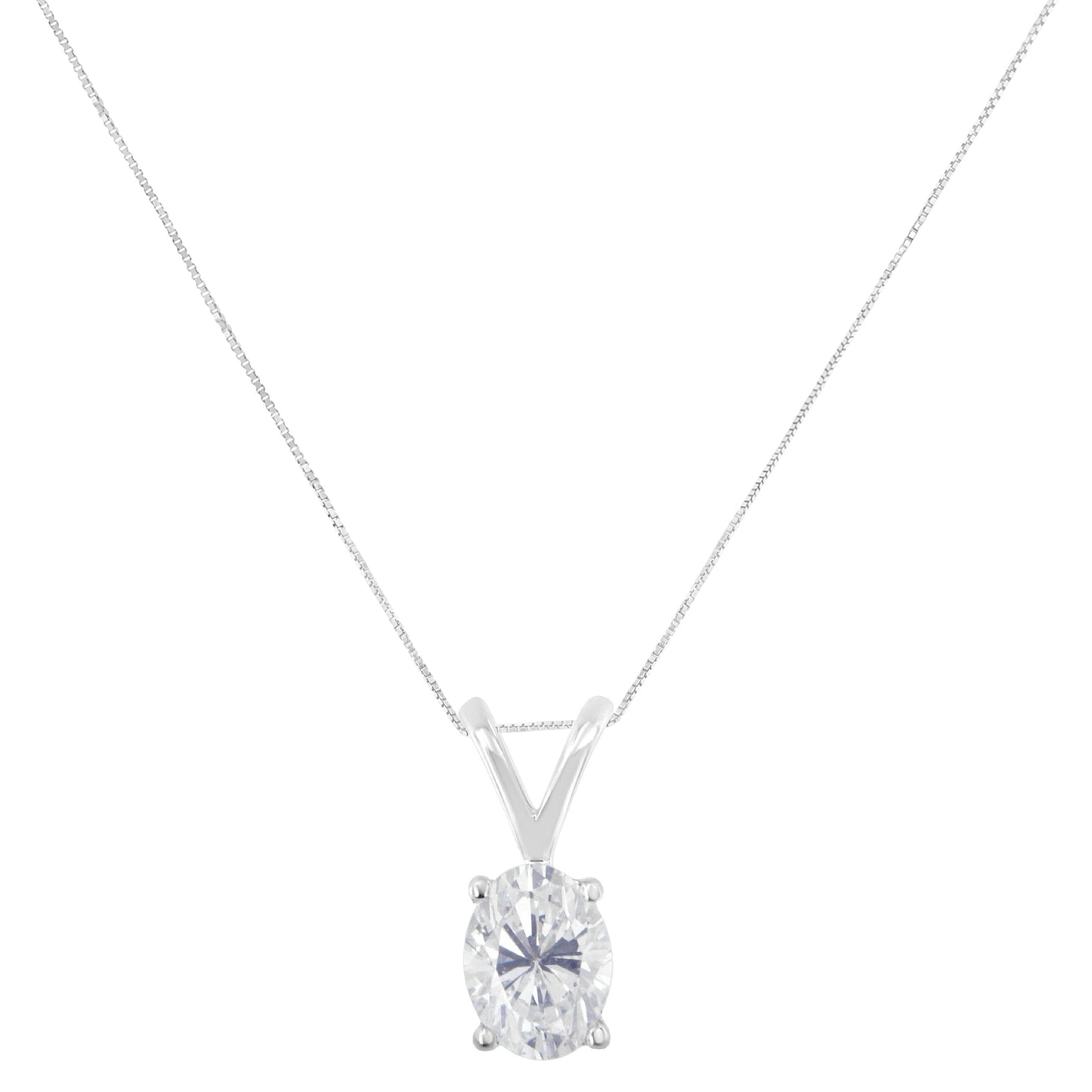 IGI Certified 10K White Gold 3/8 cttw Prong Set Diamond Oval Pendant Necklace (I-J Color, I1 Clarity) - Size 18" Bids.com