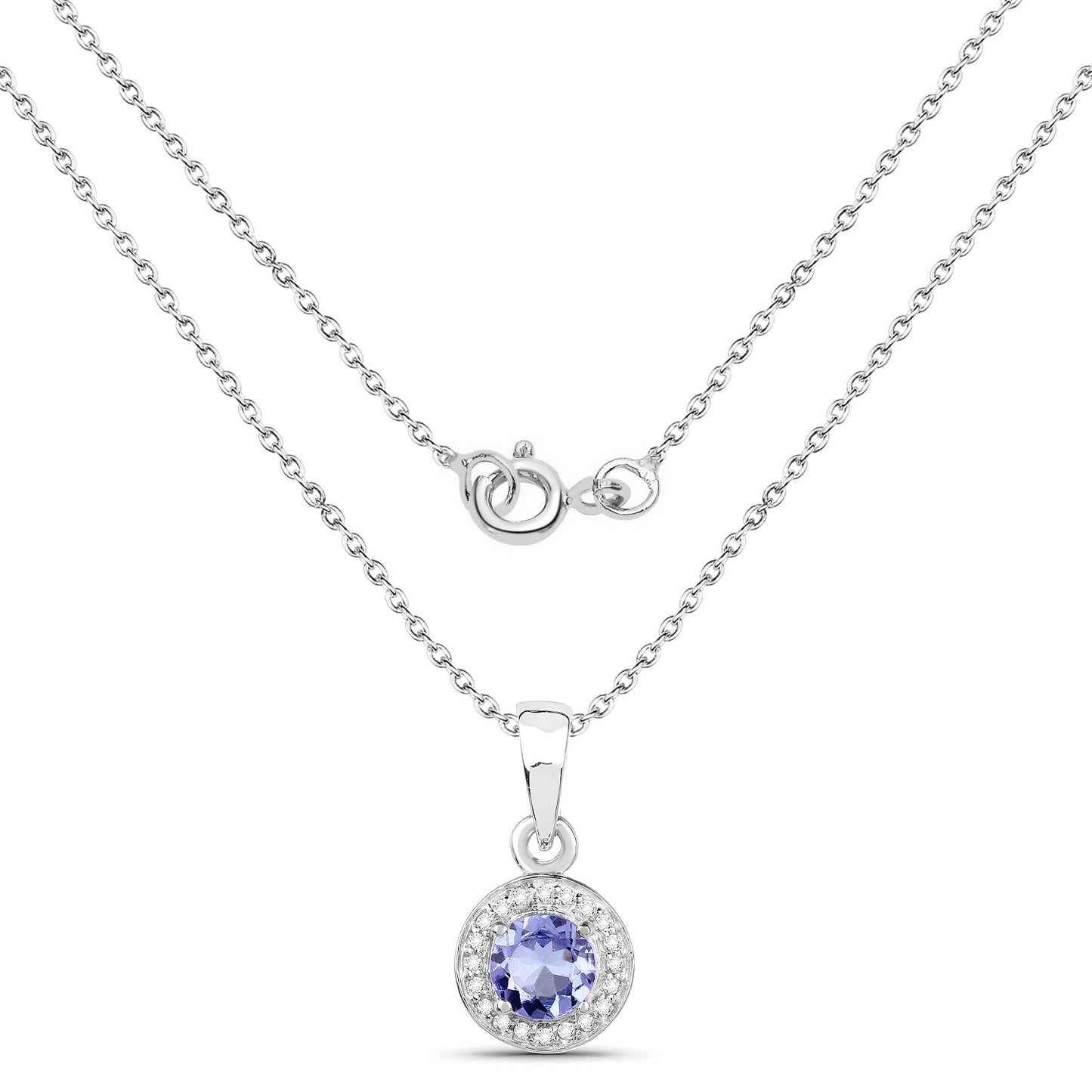 1.05 Carat Genuine Tanzanite and White Topaz .925 Sterling Silver Pendant Bids.com