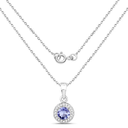 1.05 Carat Genuine Tanzanite and White Topaz .925 Sterling Silver Pendant Bids.com