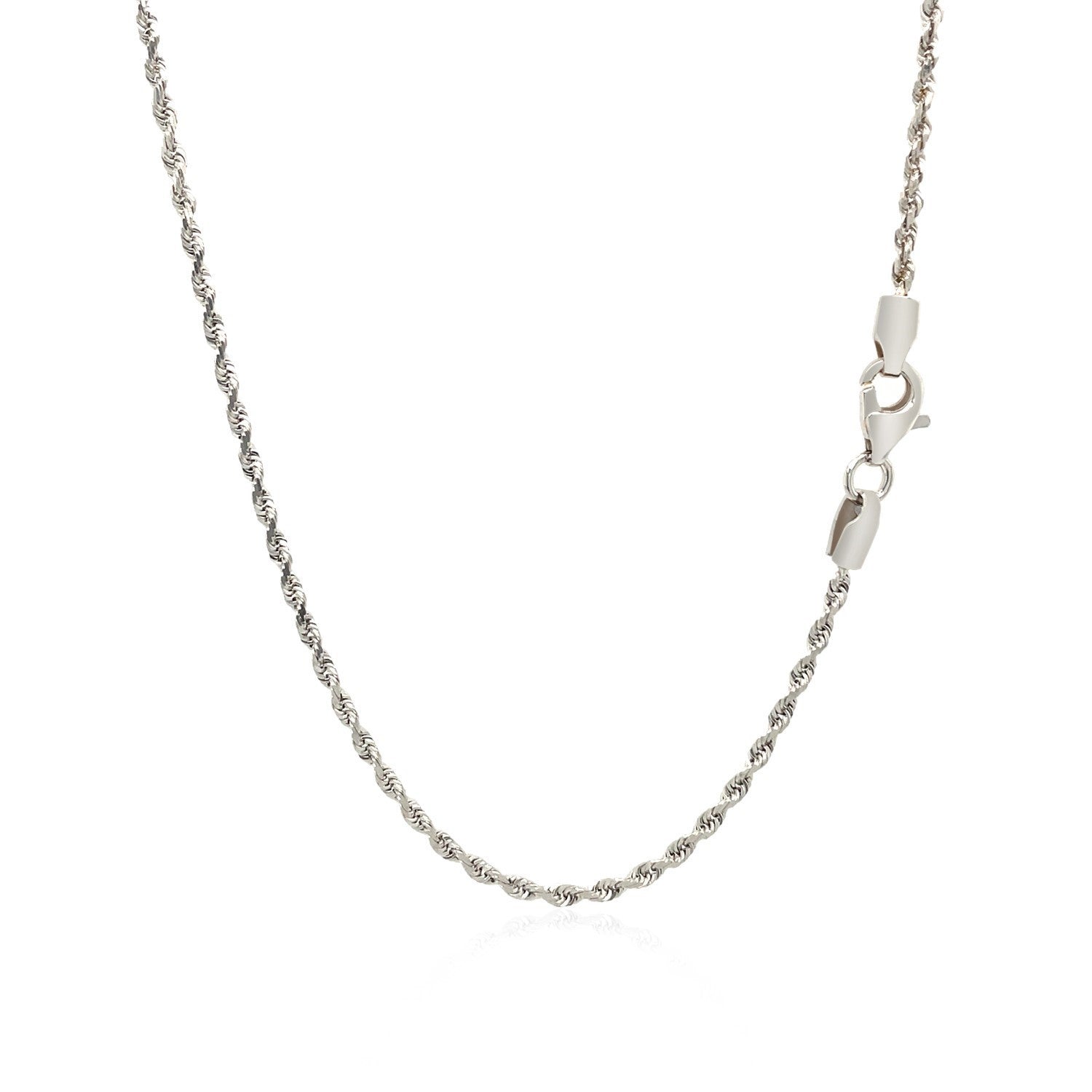 2.0mm 14k White Gold Solid Diamond Cut Rope Chain Bids.com
