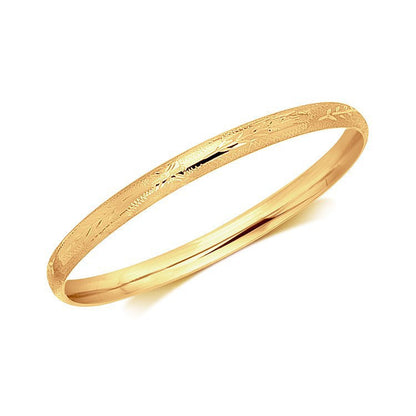 14k Yellow Gold Dome Style Children's Bangle with Diamond Cuts Bids.com
