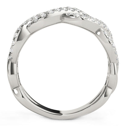 Diamond Studded Interlocking Waves Ring in 14k White Gold (5/8 cttw) Bids.com