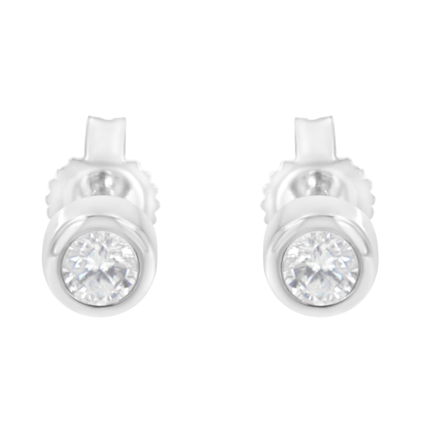 10K White Gold 1/5 Cttw Round Brilliant-Cut Near Colorless Diamond Bezel-Set Stud Earrings (H-I Color, I1-I2 Clarity) Bids.com