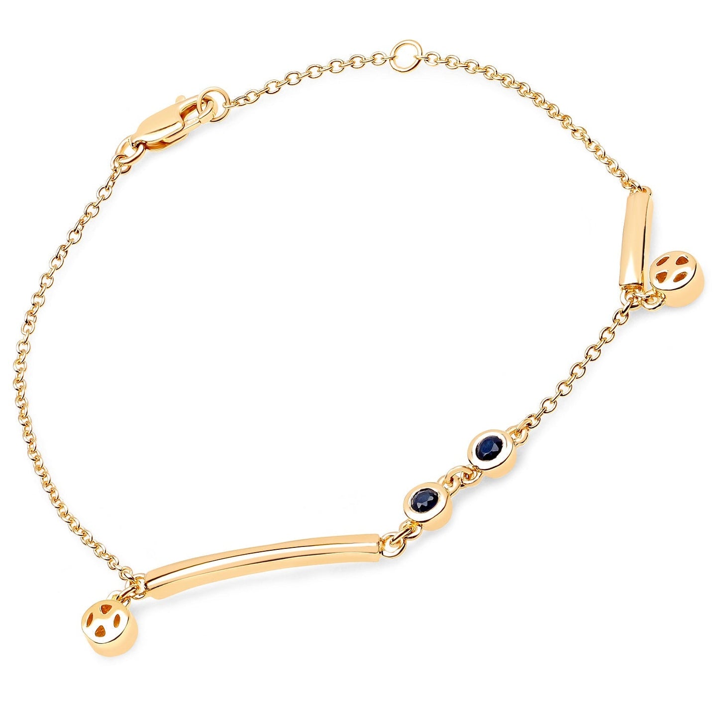 18K Yellow Gold Plated 0.24 Carat Genuine Blue Sapphire .925 Sterling Silver Bracelet Bids.com