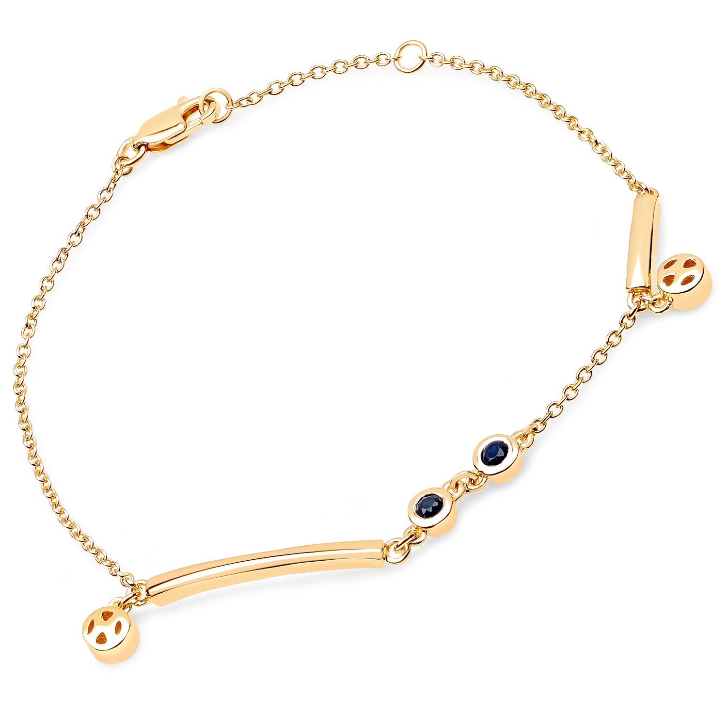18K Yellow Gold Plated 0.24 Carat Genuine Blue Sapphire .925 Sterling Silver Bracelet Bids.com