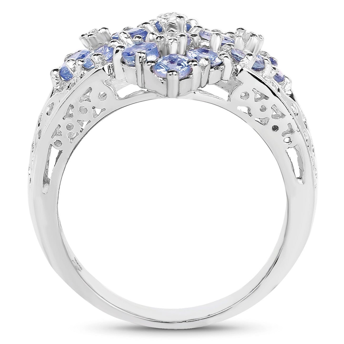 1.65 Carat Genuine Tanzanite and White Topaz .925 Sterling Silver Ring Bids.com