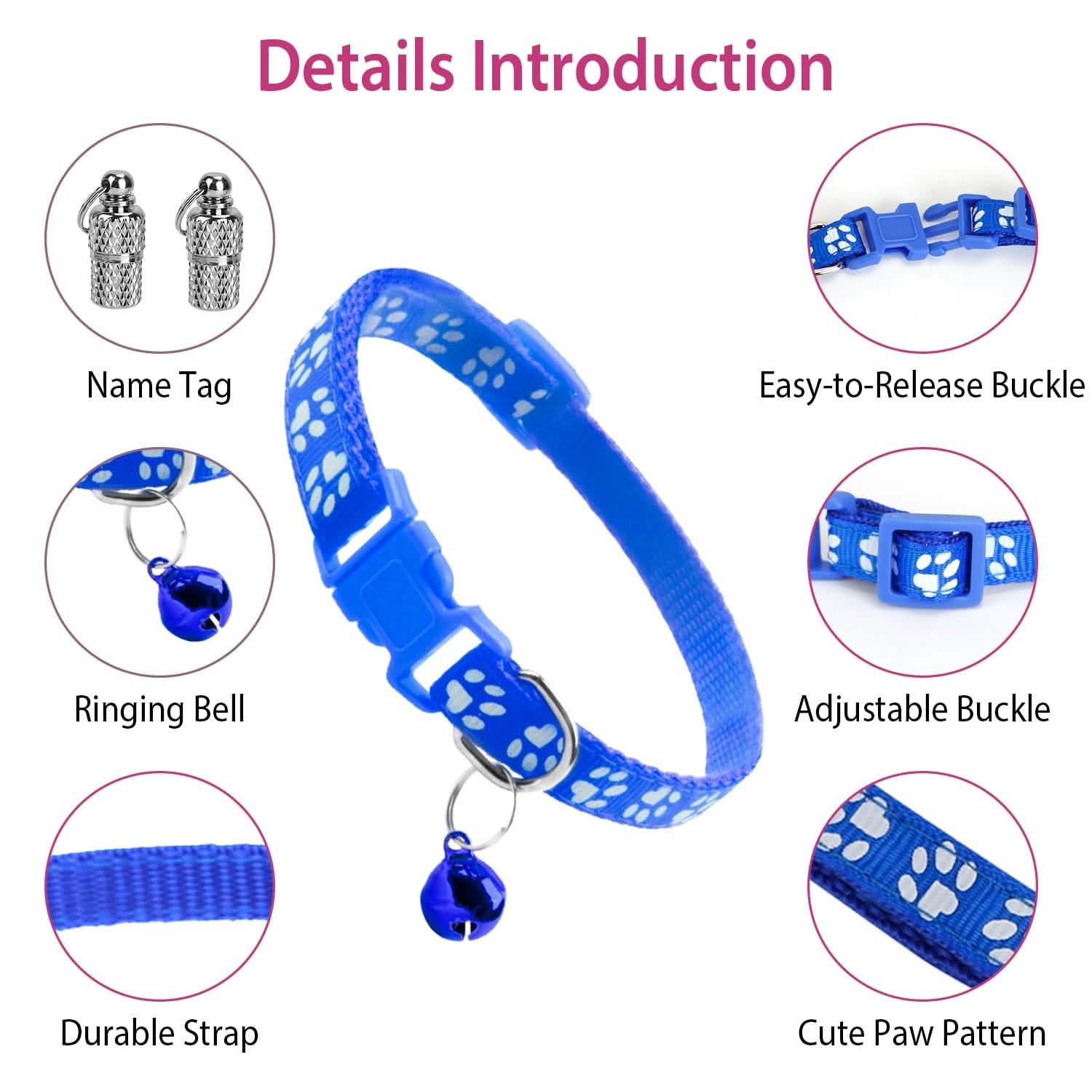 Ca2-Pack: Adjustable Kitten Collar with Bell Name Tag DailySale