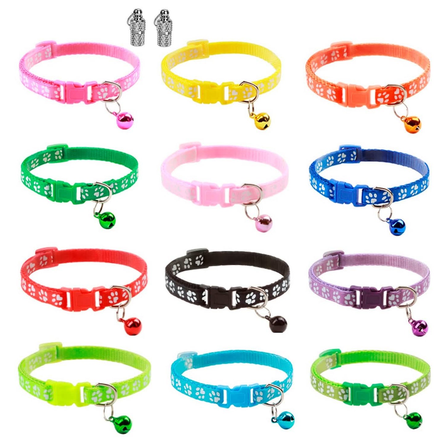 Ca2-Pack: Adjustable Kitten Collar with Bell Name Tag DailySale