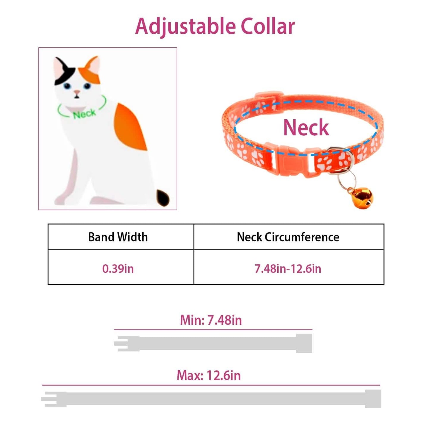 Ca2-Pack: Adjustable Kitten Collar with Bell Name Tag DailySale