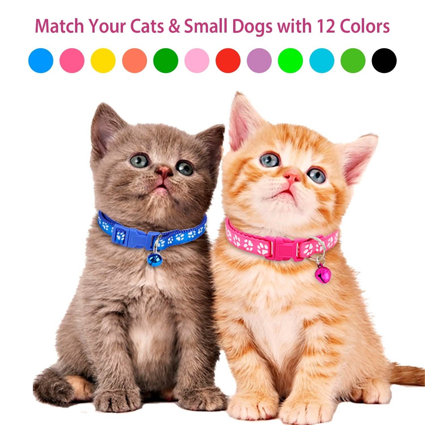 Ca2-Pack: Adjustable Kitten Collar with Bell Name Tag DailySale
