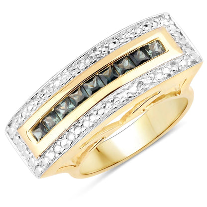 1.08 Carat Genuine Green Sapphire .925 Sterling Silver Ring Bids.com