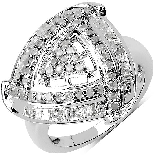 1.23 Carat Genuine White Diamond .925 Sterling Silver Ring Bids.com