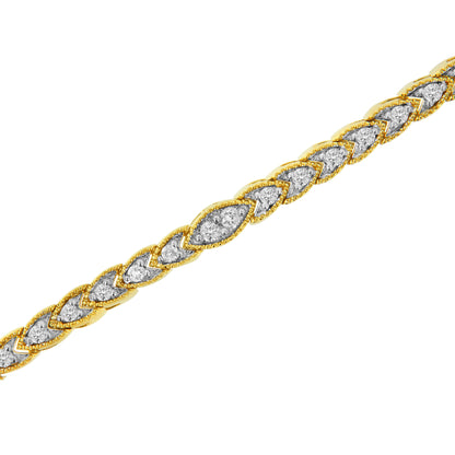 10K Yellow Gold Plated .925 Sterling Silver 1 cttw Prong-Set Diamond Pear Shape Link Bracelet (I-J Color, I1-I2 Clarity) - 7.25" Bids.com
