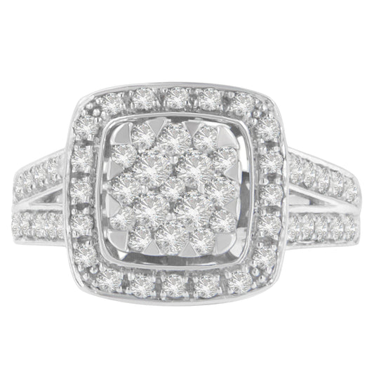 10K White Gold Diamond Cluster Ring (1 Cttw, H-I Color, SI2-I1 Clarity) - Size 6-1/2 Bids.com
