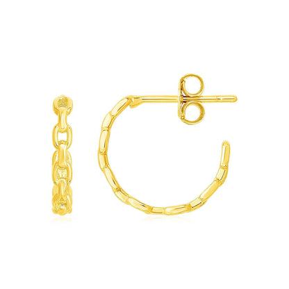 14k Yellow Gold Delicate Chain Hoop Earrings Bids.com