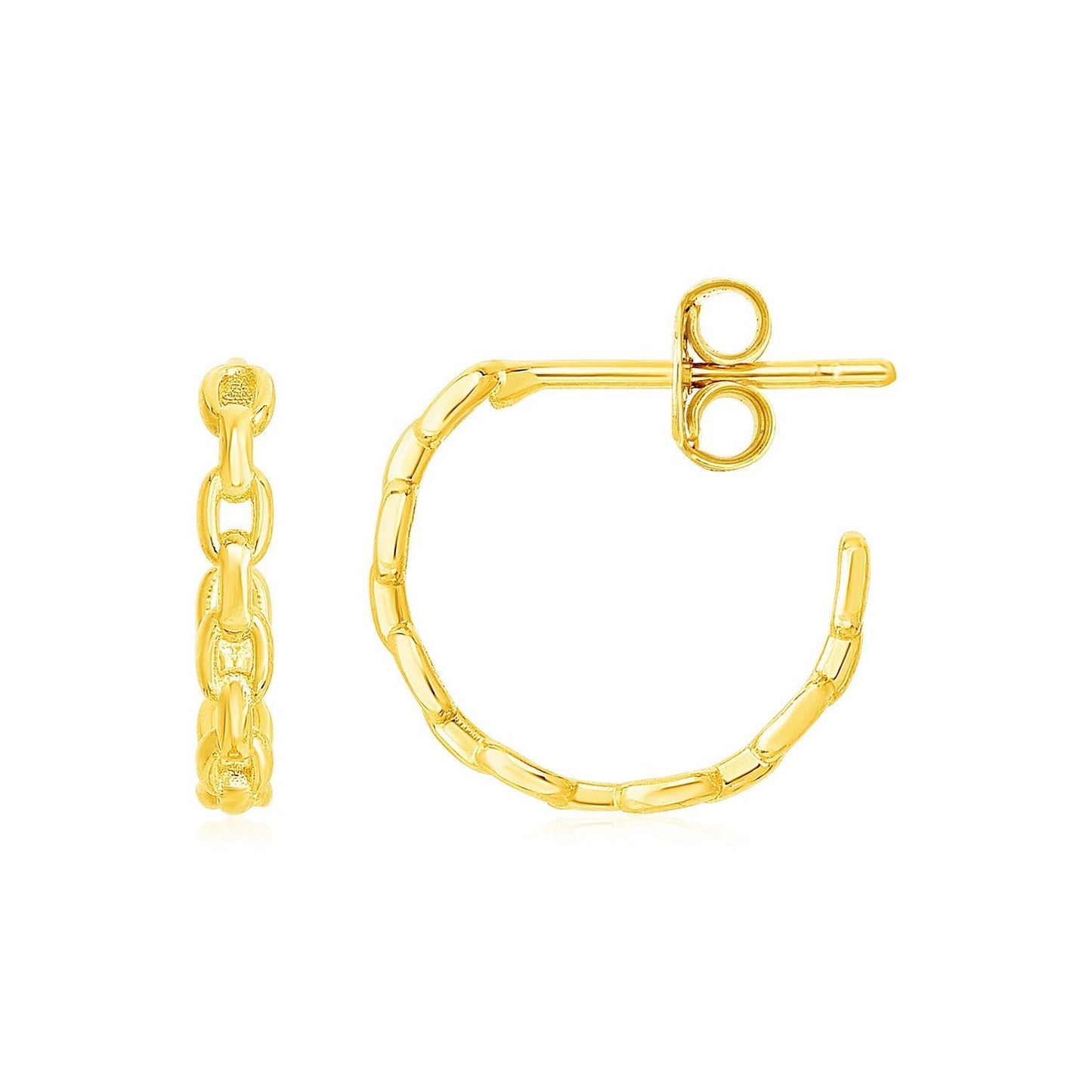14k Yellow Gold Delicate Chain Hoop Earrings Bids.com