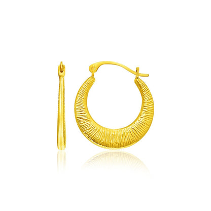 14k Yellow Gold Graduated Round Textured Hoop Earrings Bids.com