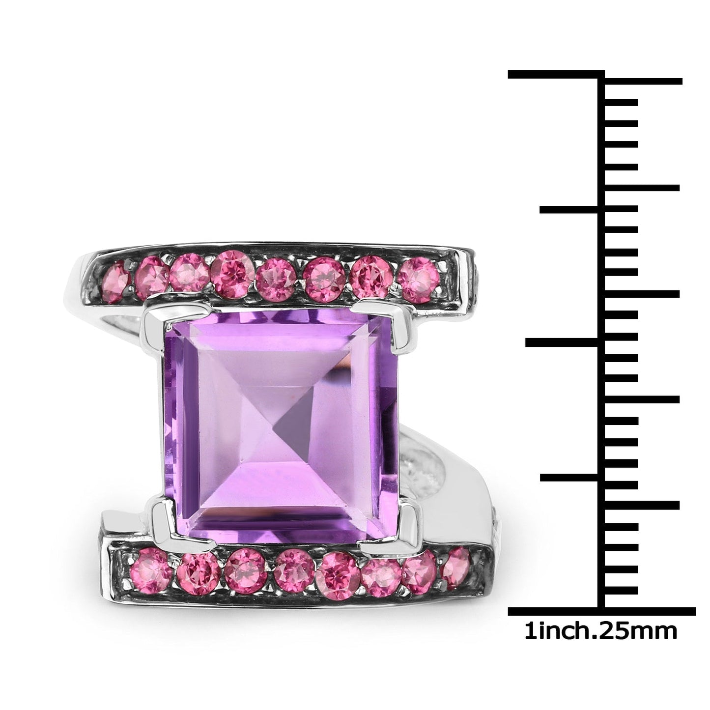 6.90 Carat Genuine Amethyst and Rhodolite .925 Sterling Silver Ring Bids.com