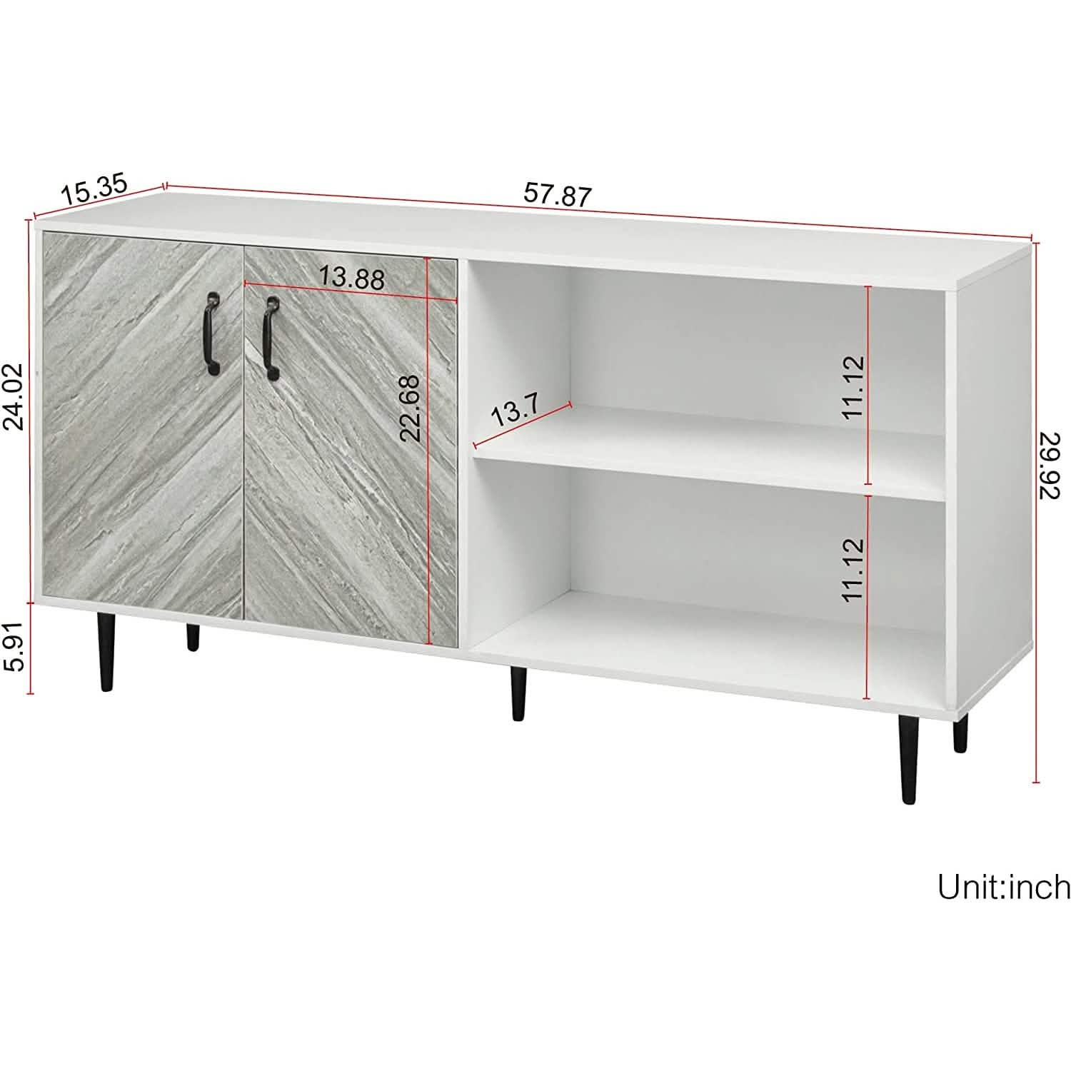 Cabinet with 2-Doors and 3-Open Shelves DailySale