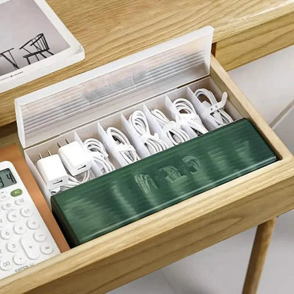 Cable Storage Box Large Capacity Transparent Multi-compartments Desktop Charging Cable Case DailySale