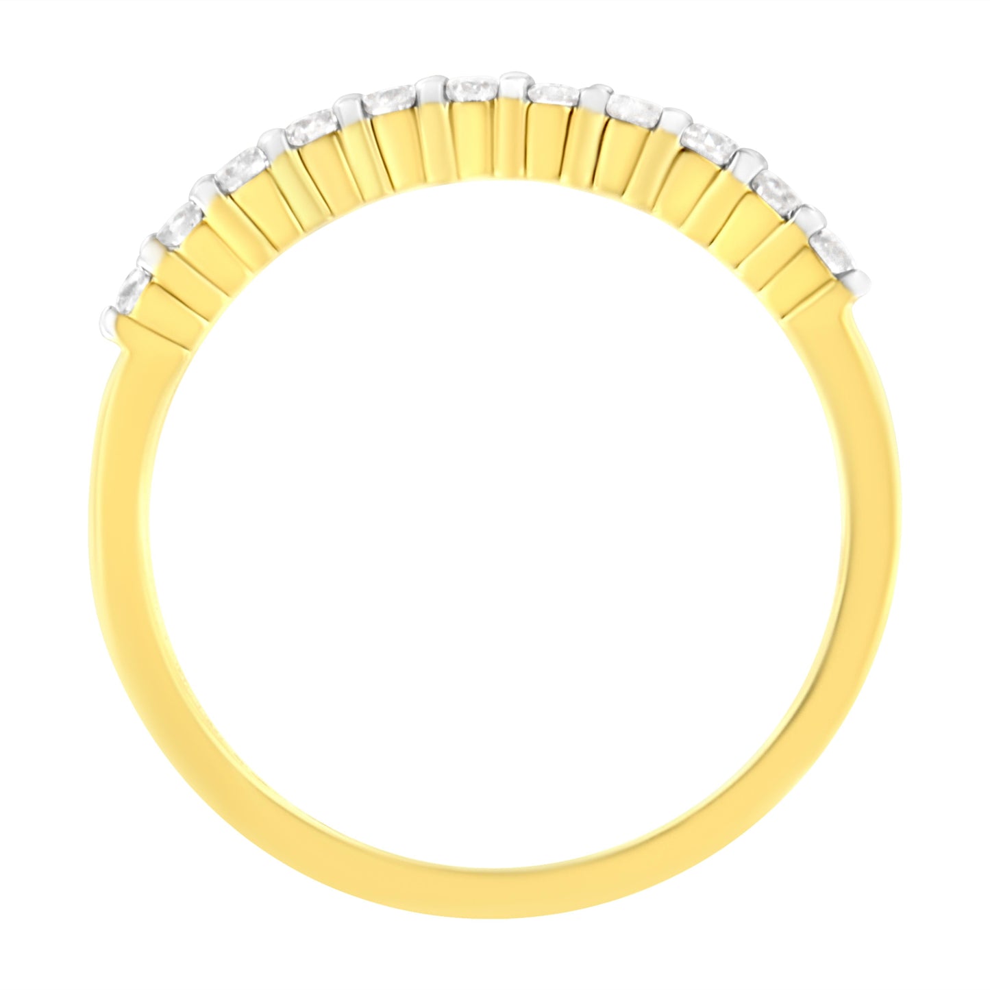 IGI Certified 1/4 Cttw Diamond 10K Yellow Gold Prong Set Fluted Band Style Ring (I-J Color, I2-I3 Clarity) - Size 7 Bids.com