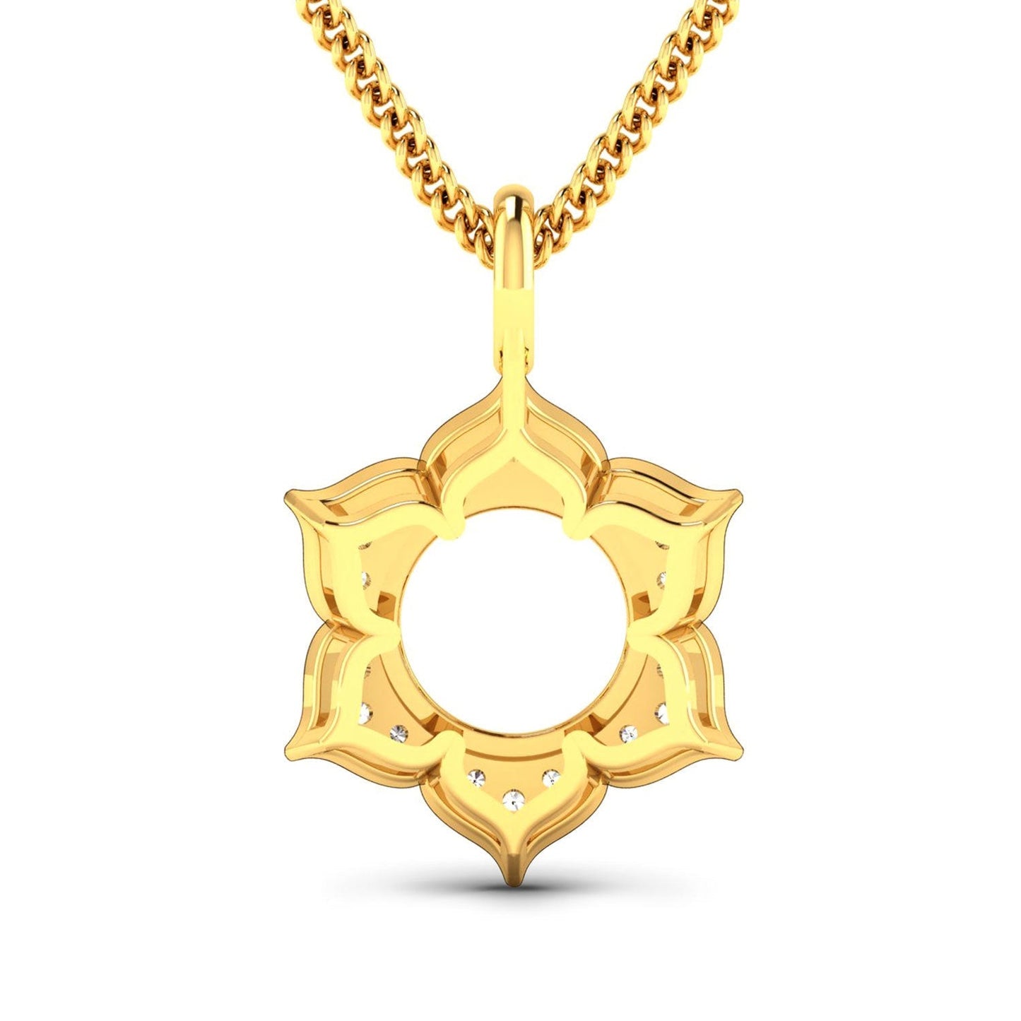 0.14 Carat Genuine White Diamond 14K Yellow Gold Semi Mount Pendant - holds 8.00mm Round Gemstone Bids.com
